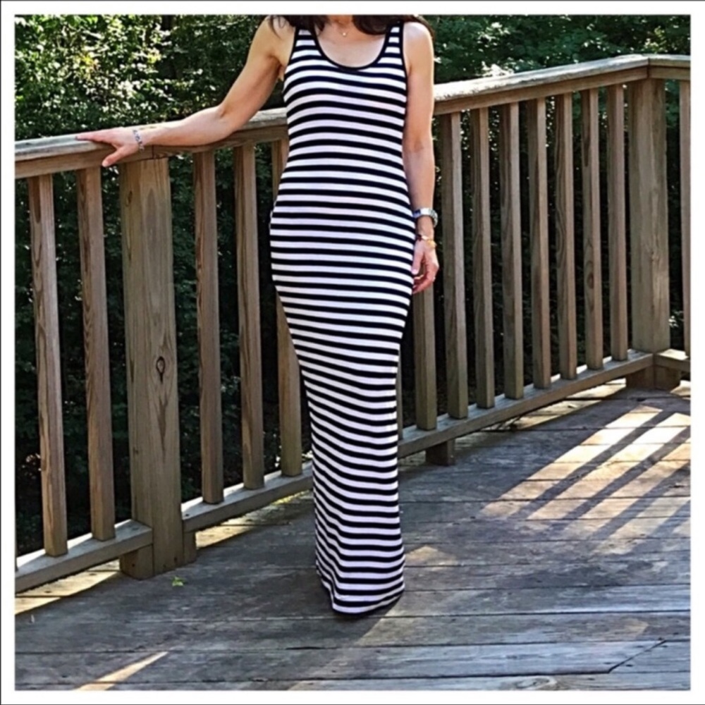 Classic Woman Black and White Maxi Dress NWT